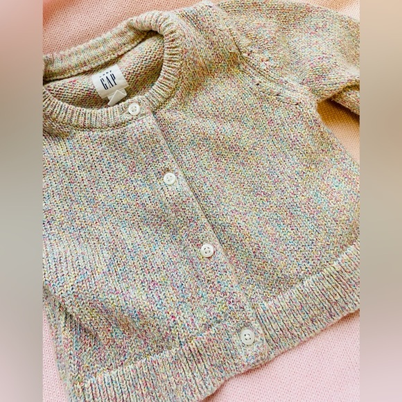 EUC Baby Gap Rainbow Metallic Button Up Knit Cardigan Sweater - Picture 5 of 14